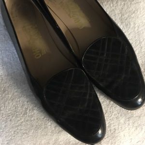 Salvatore Ferragamo black patent leather flats